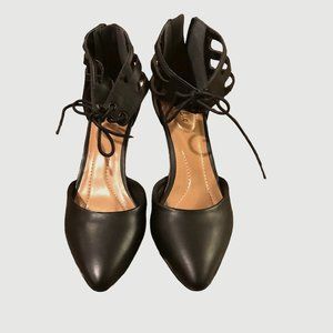 Style & Co Black Ankle Lace Stiletto Zipper Heel Size 8.5